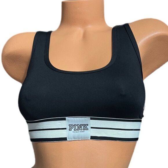 Victoria’s Secret pink ultimate sport yoga strappy unlined bralette bra black L - Picture 7 of 11
